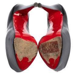 Pre Owned حذاء كعب عالي كريستيان لوبوتان ليدي جلد أسود مقدمة مفتوحة مقاس 35