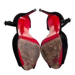 Pre Owned Christian Louboutin Black Suede Aketata  Ankle Strap Sandals Size 35