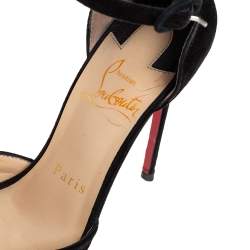 Pre Owned Christian Louboutin Black Suede Aketata  Ankle Strap Sandals Size 35