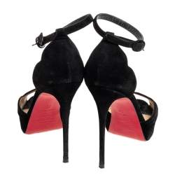 Pre Owned Christian Louboutin Black Suede Aketata  Ankle Strap Sandals Size 35
