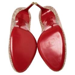Pre Owned Christian Louboutin Gold Glitter FiFi Pumps Size 42