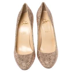 Pre Owned Christian Louboutin Gold Glitter FiFi Pumps Size 42