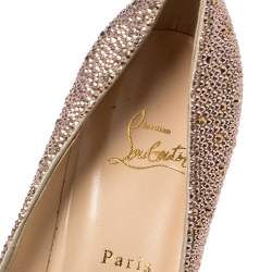 Pre Owned Christian Louboutin Gold Glitter FiFi Pumps Size 42