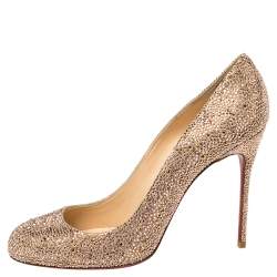 Pre Owned Christian Louboutin Gold Glitter FiFi Pumps Size 42
