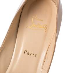 Pre Owned Christian Louboutin Beige Patent Leather Hyper Prive Peep Toe Platform Pumps Size 42