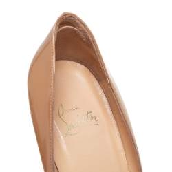 Pre Owned Christian Louboutin Beige Patent Leather Pigalle Pointed Toe Pumps Size 40