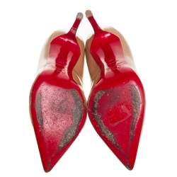 Pre Owned Christian Louboutin Beige Patent Leather Pigalle Pointed Toe Pumps Size 40