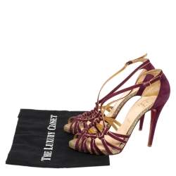 Pre Owned Christian Louboutin Purple Suede Strappy Mignon Sandals Size 40