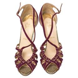 Pre Owned Christian Louboutin Purple Suede Strappy Mignon Sandals Size 40