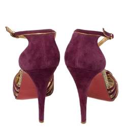 Pre Owned Christian Louboutin Purple Suede Strappy Mignon Sandals Size 40