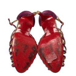 Pre Owned Christian Louboutin Purple Suede Strappy Mignon Sandals Size 40