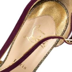 Pre Owned Christian Louboutin Purple Suede Strappy Mignon Sandals Size 40