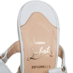 Pre Owned Christian Louboutin White Leather Studded Cataclou Wedge Ankle Strap Sandals Size 36
