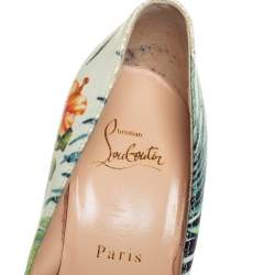 Pre Owned Christian Louboutin Multicolor Floral Printed Leather Pigalle Follies Pointed Toe Pumps Size 37.5
