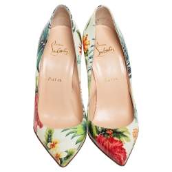 Pre Owned Christian Louboutin Multicolor Floral Printed Leather Pigalle Follies Pointed Toe Pumps Size 37.5