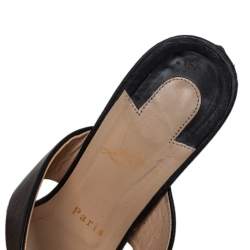 Pre Owned Christian Louboutin Black Leather Opticat Slide Sandals Size 38.5