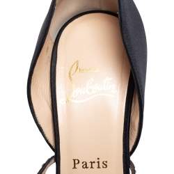 Pre Owned Christian Louboutin Black Satin And Leather Embellishment Pumps Size 38