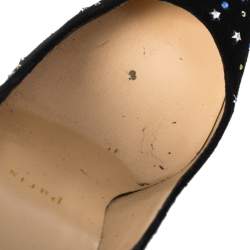 Pre Owned Christian Louboutin Black Suede Crystal Star Embellished Gravitanita Pointed Toe Pumps Size 39
