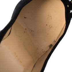 Pre Owned Christian Louboutin Black Suede Crystal Star Embellished Gravitanita Pointed Toe Pumps Size 39