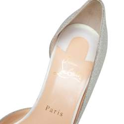 مملوكة مسبقًا حذاء كعب عالي كريستيان لوبوتان إيريزا فضي لامع مقاس 38