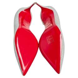 مملوكة مسبقًا حذاء كعب عالي كريستيان لوبوتان إيريزا فضي لامع مقاس 38