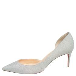 مملوكة مسبقًا حذاء كعب عالي كريستيان لوبوتان إيريزا فضي لامع مقاس 38