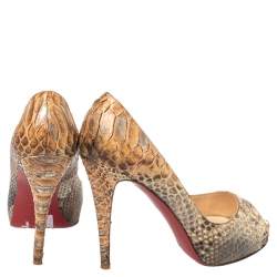 Christian Louboutin Multicolor Python Very Prive Peep Toe Pumps Size 39.5