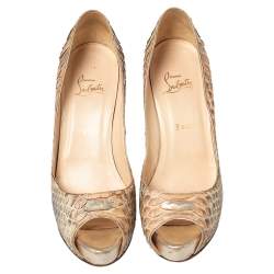 Christian Louboutin Multicolor Python Very Prive Peep Toe Pumps Size 39.5