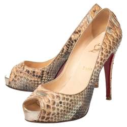 Christian Louboutin Multicolor Python Very Prive Peep Toe Pumps Size 39.5