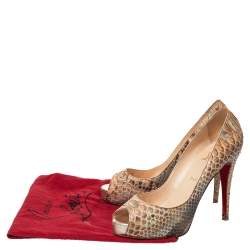 Christian Louboutin Multicolor Python Very Prive Peep Toe Pumps Size 39.5