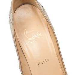 Pre Owned Christian Louboutin Metallic Gold Leather Very Galaxy Mirrored Art Deco Peep Toe Pumps Size 39