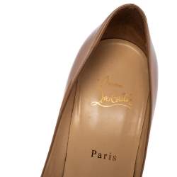 Pre Owned Christian Louboutin Beige Patent Leather Decollete 554 Pumps Size 40.5