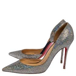 Pre Owned Christian Louboutin Multicolor Glitter Iriza D'orsay Pointed Toe Pumps Size 39.5