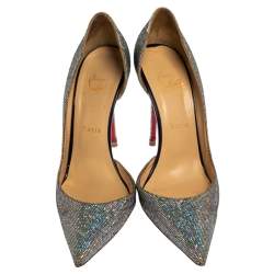 Pre Owned Christian Louboutin Multicolor Glitter Iriza D'orsay Pointed Toe Pumps Size 39.5
