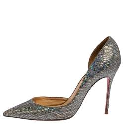 Pre Owned Christian Louboutin Multicolor Glitter Iriza D'orsay Pointed Toe Pumps Size 39.5