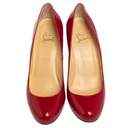 Pre Owned Christian Louboutin Red Patent Leather Ron Ron Zeppa Wedge Pumps Size 40