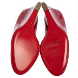 Pre Owned Christian Louboutin Red Patent Leather Ron Ron Zeppa Wedge Pumps Size 40