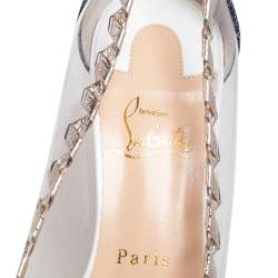 Pre Owned Christian Louboutin Multicolor PVC And Glitter Fabric Agritti Cap Toe Pump Size 39.5