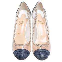 Pre Owned Christian Louboutin Multicolor PVC And Glitter Fabric Agritti Cap Toe Pump Size 39.5