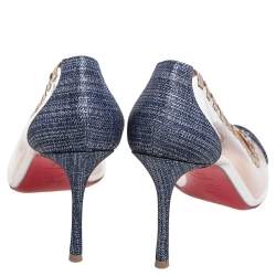 Pre Owned Christian Louboutin Multicolor PVC And Glitter Fabric Agritti Cap Toe Pump Size 39.5
