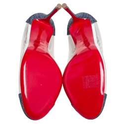 Pre Owned Christian Louboutin Multicolor PVC And Glitter Fabric Agritti Cap Toe Pump Size 39.5