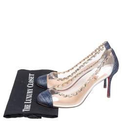 Pre Owned Christian Louboutin Multicolor PVC And Glitter Fabric Agritti Cap Toe Pump Size 39.5