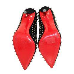Pre Owned Christian Louboutin Black Leather Suede Studs Boots Size EU 40.5