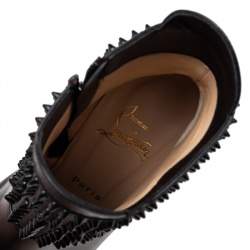 Pre Owned حذاء بوت للكاحل كريستيان لوبوتان برغواز جلد أسود مقاس 36.5