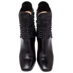 Pre Owned حذاء بوت للكاحل كريستيان لوبوتان برغواز جلد أسود مقاس 36.5