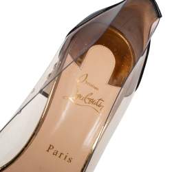 Pre Owned Christian Louboutin Black Patent Leather and PVC Gallica 55 Block Heel Pumps Size 41