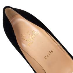 Pre Owned Christian Louboutin Black Suede And Patent Leather Geo Pumps Size 37