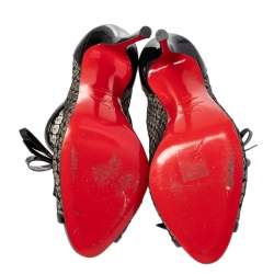 مملوكة مسبقًا حذاء بوت كاحل كريستيان لوبوتان دانتيل إمبيرالتا وجلد لامع أسود مقاس 39 