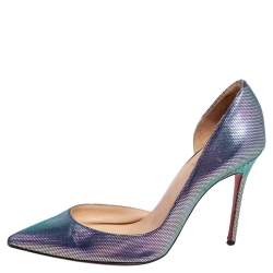 Pre Owned Christian Louboutin Iridescent Leather Iriza Pumps Size 37.5