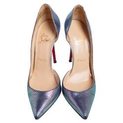 Pre Owned Christian Louboutin Iridescent Leather Iriza Pumps Size 37.5